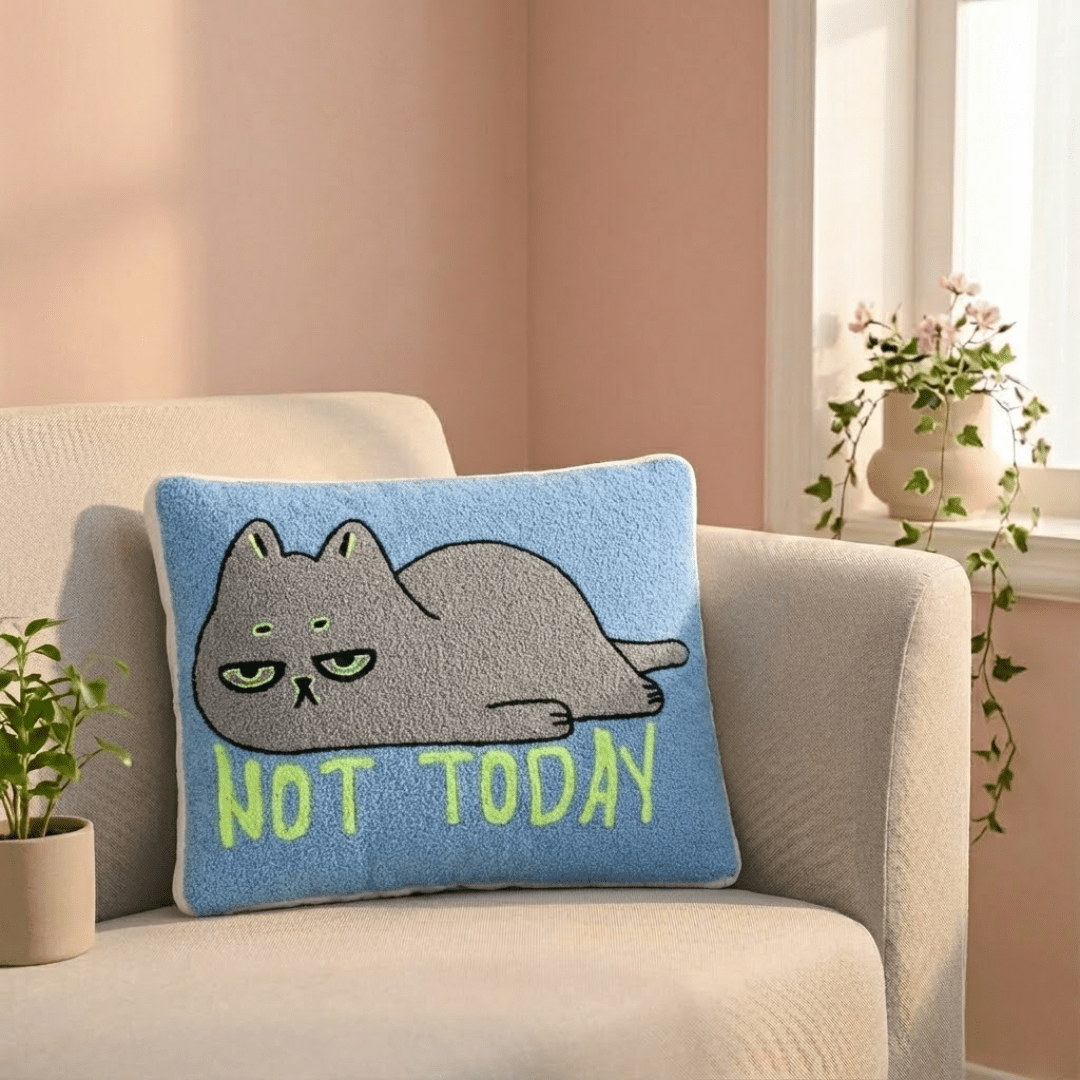 Not Today Lazy Cat Cushion - House of Youth