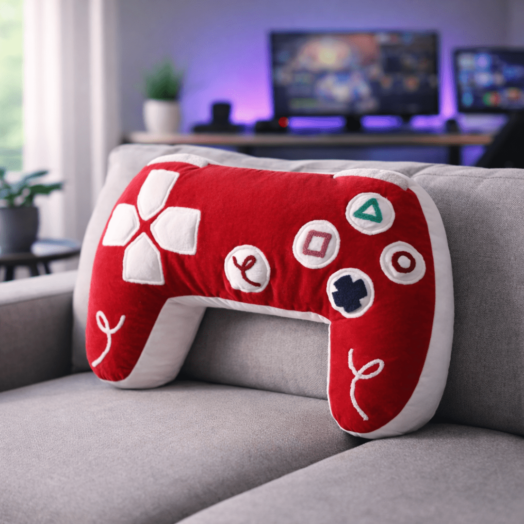 PlayStation 5 Inspired Controller Cushion - Red & White Edition - House of Youth